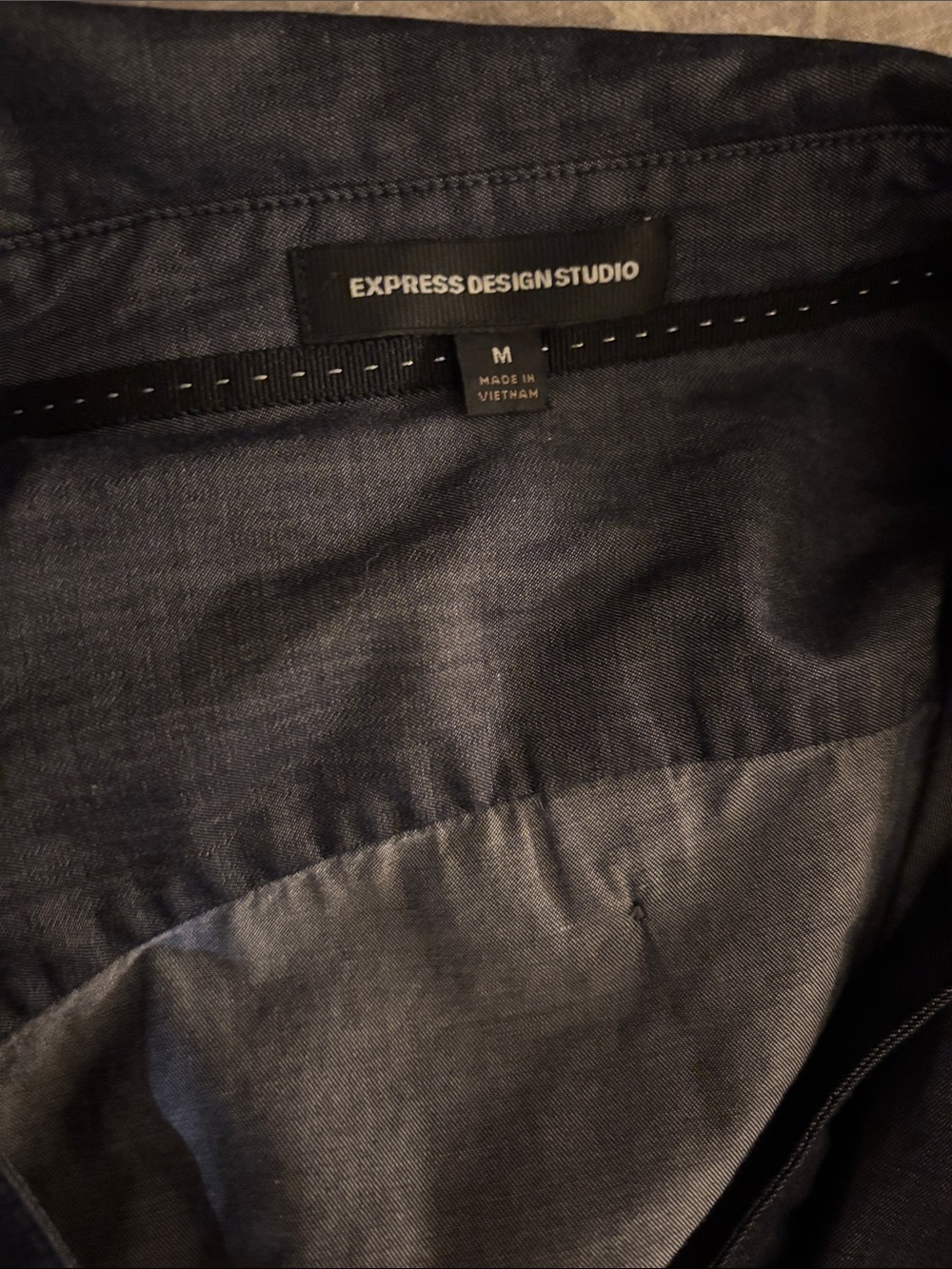 Express Dark Navy Button-Front Utility Shirt - Picture 2 of 3